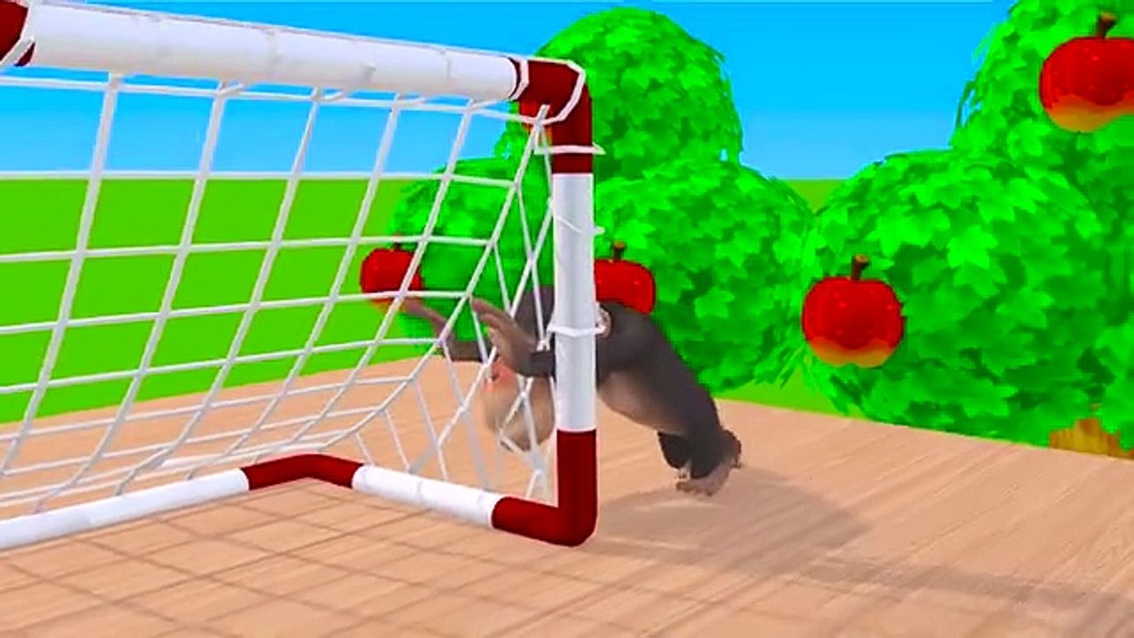 Mammoth Elephant Gorilla Dinosaur Monkey Tiger the game who will kick the ball into the goal