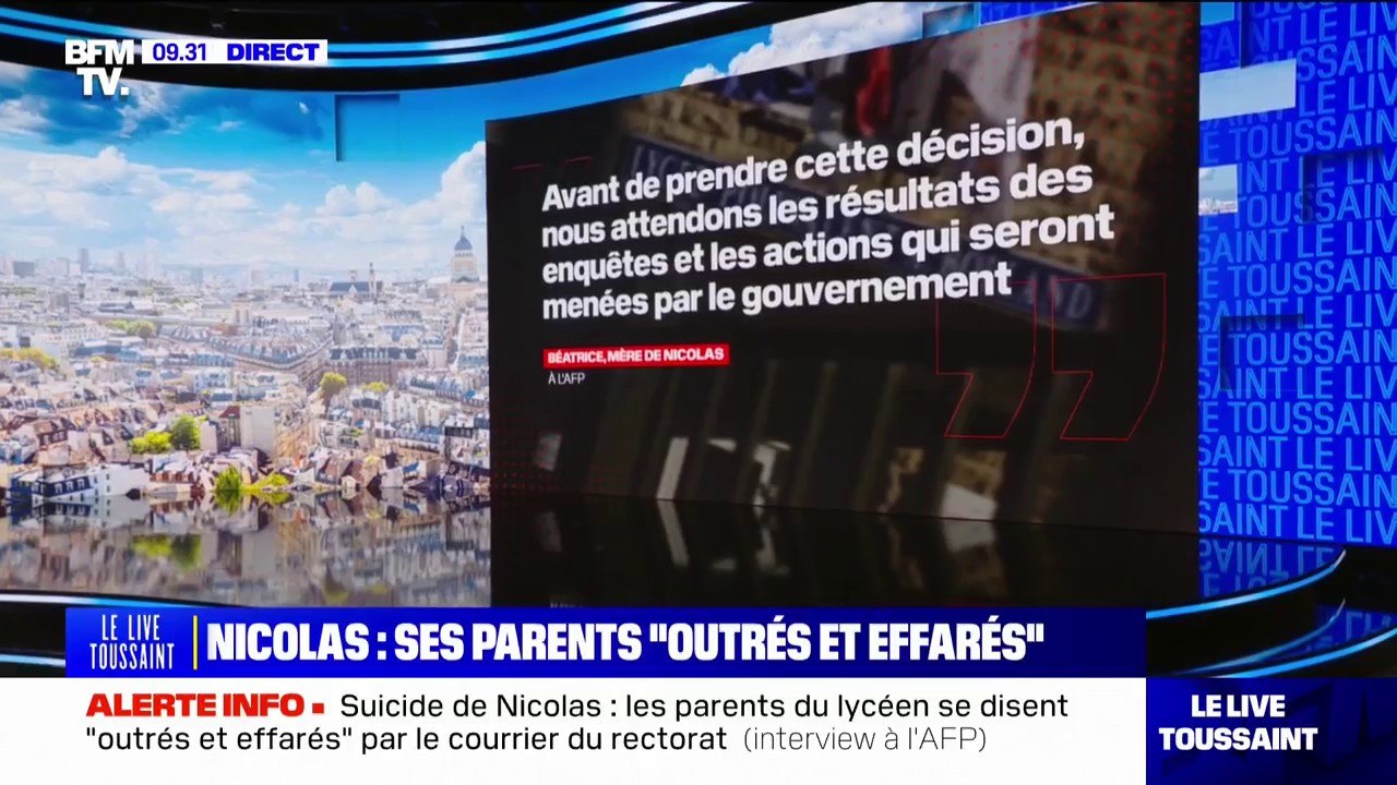 "Nous avons été outrés et effarés": la réaction des parents de Nicolas, l'adolescent qui s'est suicidé à Poissy, à la lecture du courrier du rectorat