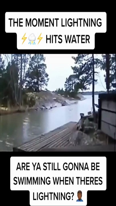 Electrifying Encounter: Witness the Power of Lightning as it Strikes Water!