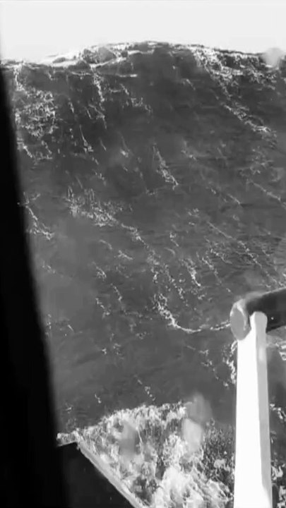 Jaw-Dropping Monster Wave Engulfs Massive Ship in Epic Black and White Footage
