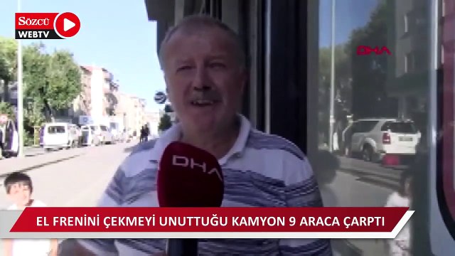 Bayrampaşa'da el freninin çekilmediği kamyon 9 araca çarptı