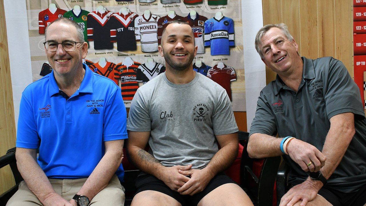 On the bench with Mick and Gary