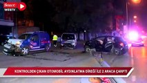 Otomobil aydınlatma direğine çarptı, aydınlatma direği yoldan geçen otomobilin üzerine devrildi