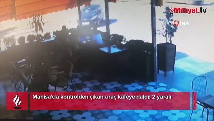 Kafede oturanlar neye uğradığını şaşırdı! Üzerlerine doğru gelen araç...