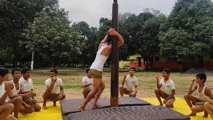 जिला स्तर पर भाग लेने आर्यवीरों ने मलखंब के लिए दिया ट्रायल