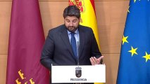 López Miras, este jueves, tras la toma de posesión de los nuevos consejeros del Gobierno de la Región de Murcia.