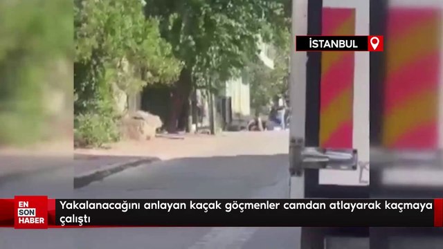 Yakalanacağını anlayan kaçak göçmenler camdan atlayarak kaçmaya çalıştı