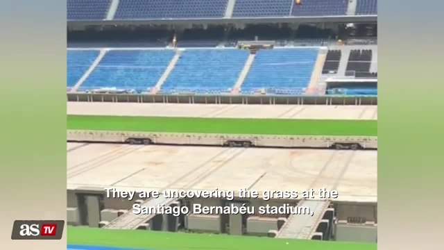 Real Madrid’s Bernabéu stadium unveils grass for the first time