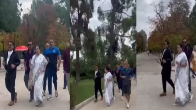 स्‍पेन में सीएम ममता बनर्जी ने साड़ी और चप्‍पल में की जॉगिंग, अकॉर्डियन पर बजाया हम होंगे कामयाब