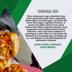 | IKENNA IKE | JUNK FOOD CHANGES YOUR BRAIN: WHAT NEUROLOGISTS HAVE FOUND? (PART 1) (@IKENNAIKE)