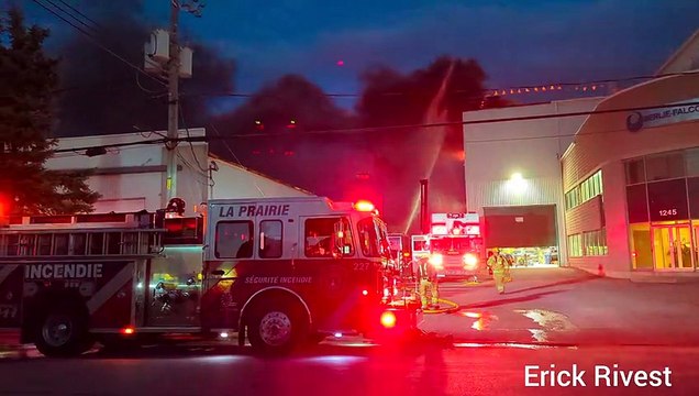 Incendie de bâtiment à La Prairie (Le Reflet - Erick Rivest)