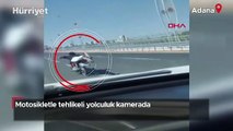 Motosikletle tehlikeli yolculuk kamerada