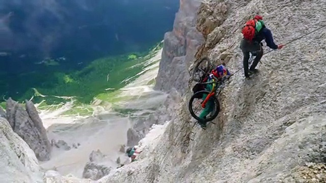 Dyfi daredevil mountain biker, Gee Atherton, takes on the rough terrain of Italy's Dolomites