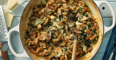 How to Make Creamy Chicken, Mushroom, and Spinach Skillet Casserole