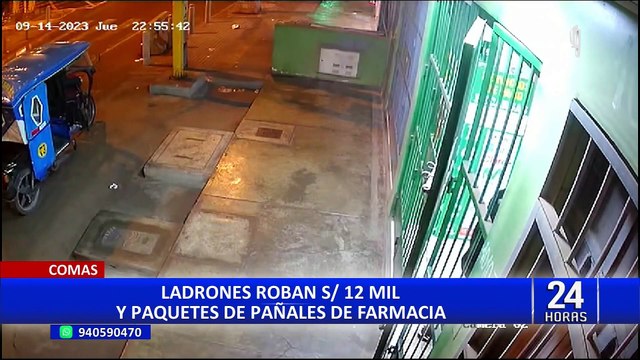 Comas: Delincuentes roban 12 mil soles de farmacia que estaba a punto de cerrar