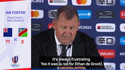 All Blacks coach Foster acknowledges de Groot deserved red v Namibia