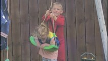 Thrillseeking siblings' CRAZY spin-out adventure on swing looks PEAK FUN!