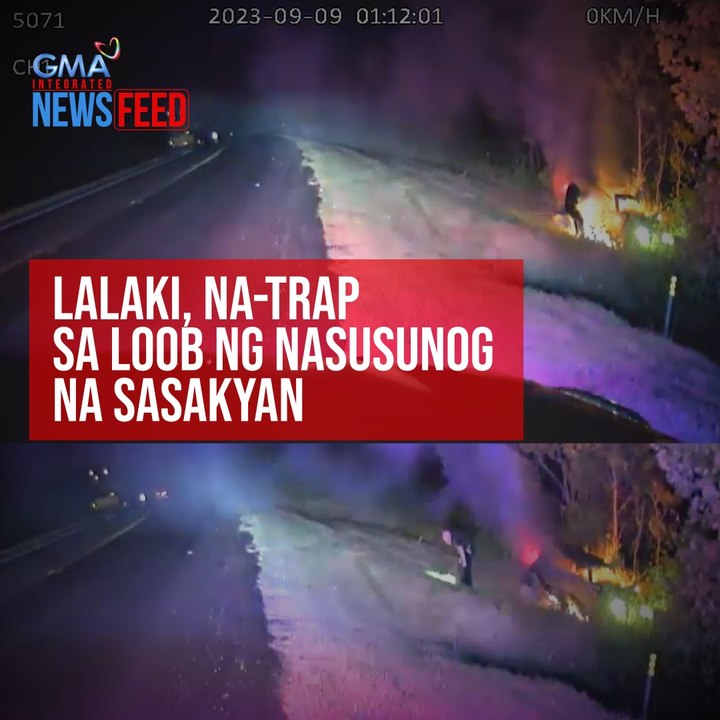Lalaki, na-trap sa loob ng nasusunog na sasakyan | GMA Integrated Newsfeed