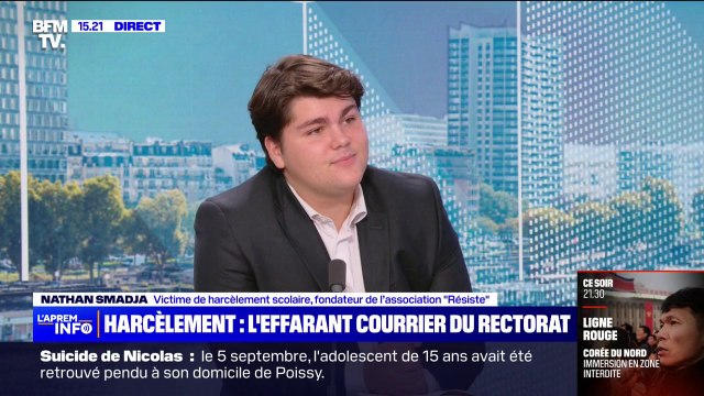 Harcèlement scolaire: Nathan Smadja, ancienne victime, appelle le gouvernement à passer aux actes
