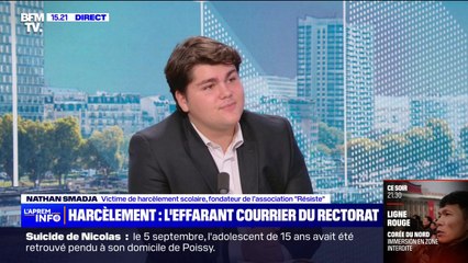 Harcèlement scolaire: Nathan Smadja, ancienne victime, appelle le gouvernement à "passer aux actes"