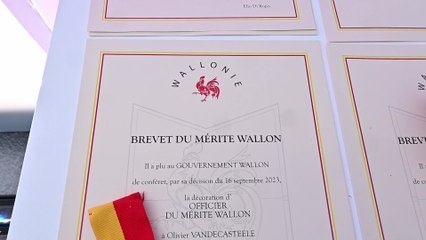 Remise du Mérite wallon à Olivier Vandecasteele, il s'exprime