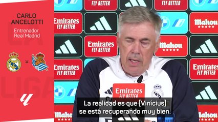Ancelotti, en titulares: "Vinícius se va a recuperar antes de las seis semanas"