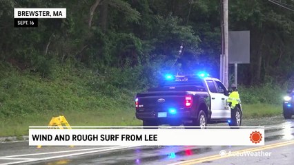 Wind and rough surf from Hurricane Lee