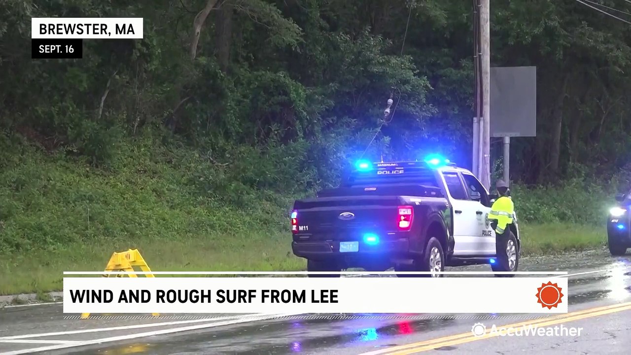 Wind and rough surf from Hurricane Lee