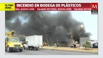 Incendio en bodega de plásticos en Nuevo León, Monterrey