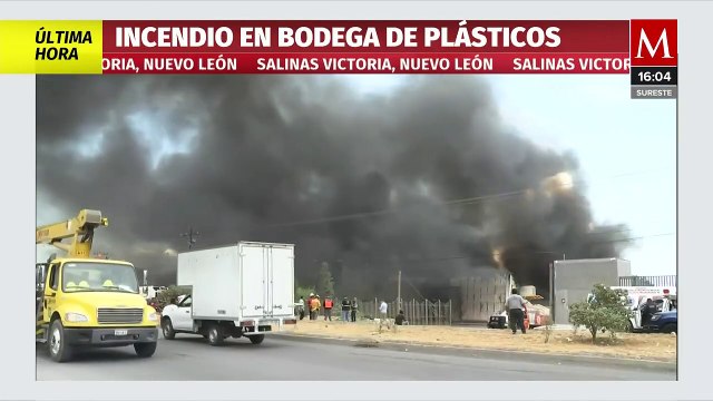 Incendio en bodega de plásticos en Nuevo León, Monterrey