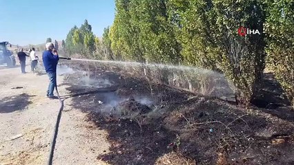 Çorum'un Alaca ilçesinde anız yangını çıktı