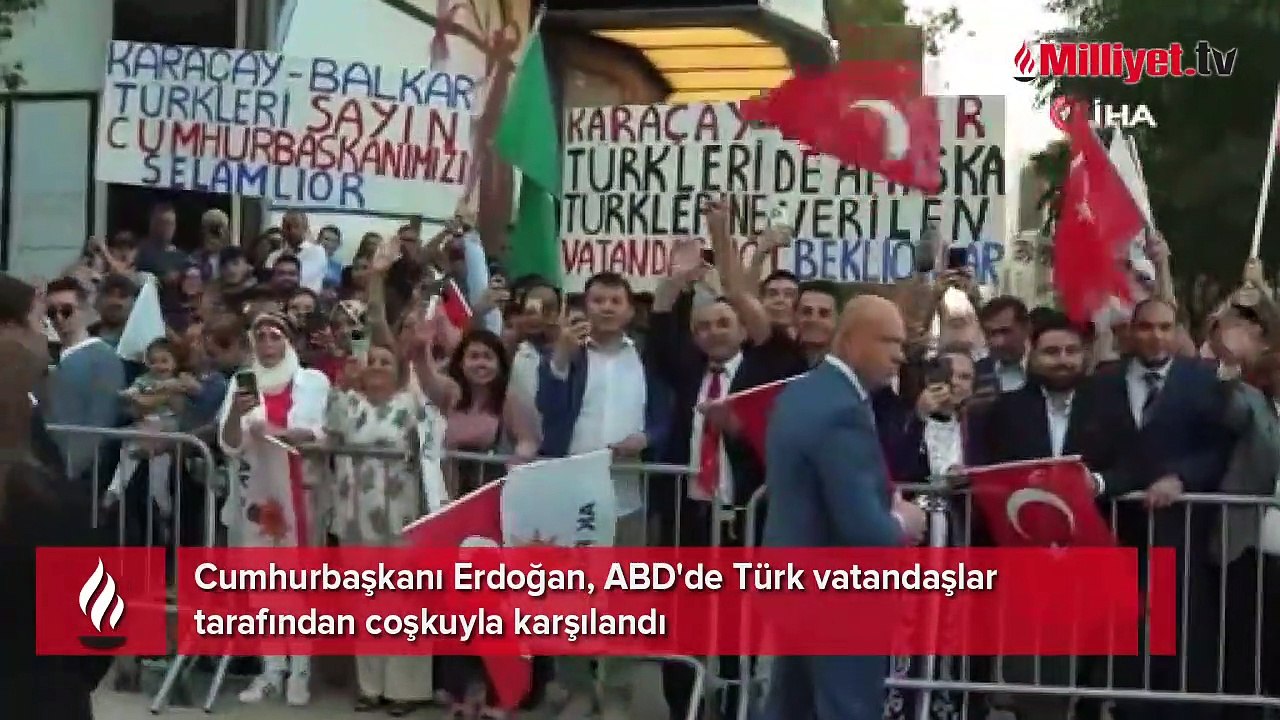 Cumhurbaşkanı Erdoğan ABD'de! Türkevi önünde sevgi seli