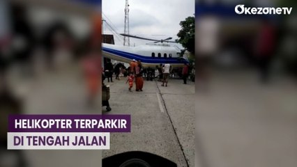 Viral Helikopter Terparkir di Tengah Jalan Banjarnegara