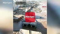 Libya'da sel sonrası oluşan enkaz havadan görüntülendi