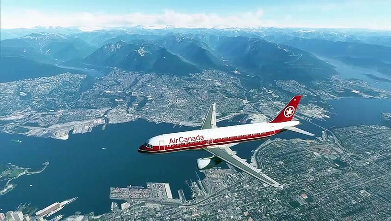 MSFS A320 FÉNIX AIR CANADA atterro CYVR appr CANUC5 ILS RWY 08R