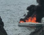 Sürat teknesi alev alev yandı