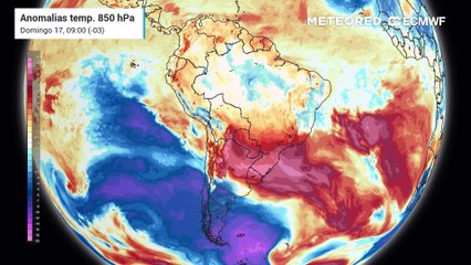 Anomalia de temperatura em 850 hPa