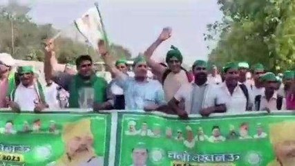 लखनऊ: ईको गार्डन में किसानों की महापंचायत, हजारों की तादाद में पहुंचे किसान