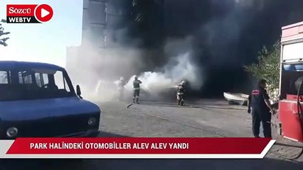 Araç alev aldı diğerlerine sıçradı… Kullanılamaz hale geldiler
