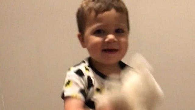 Silly boy is fully ready to breastfeed his Teddy if mom won't