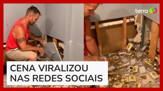 Casal quebra parede da casa nova e encontra estoque de garrafas de rum