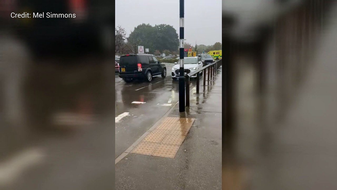 Heavy rain has led to flooding at Maidstone Hospital's car park