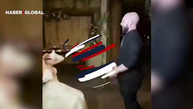 Şaşkına çeviren anlar! Düğünde şovun ayarını kaçıran damat geline döner tekme attı