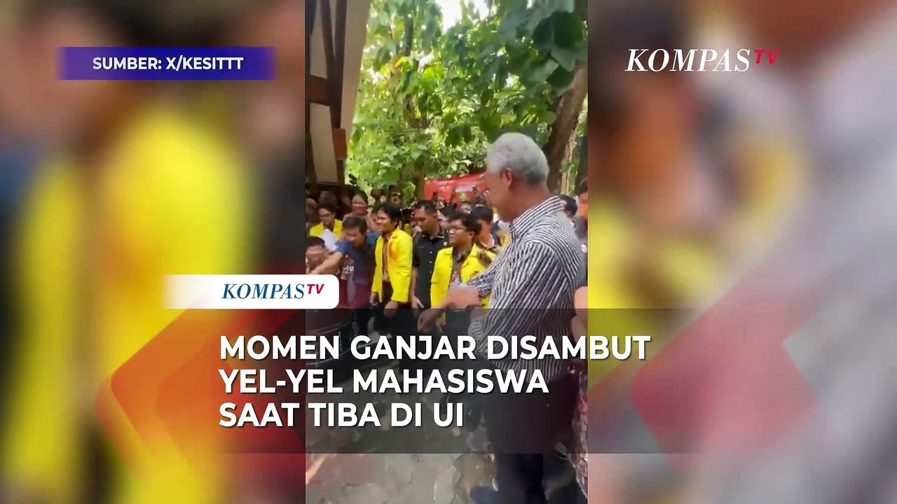 Momen Ganjar Disambut Yel-Yel Mahasiswa saat Tiba di UI