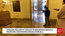 Speaker McCarthy Speaks To Reporters About Freedom Caucus Continuing Resolution Plan