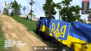 Spintires mudrunner - the truck pulled the loaded truck up the hill #mud #offroad