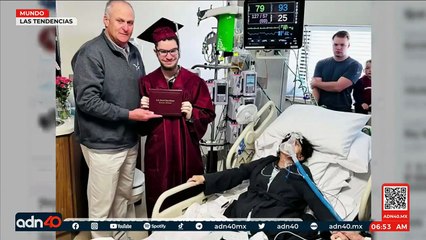Joven cumple el último deseo de su madre con leucemia al graduarse en una sala de UCI