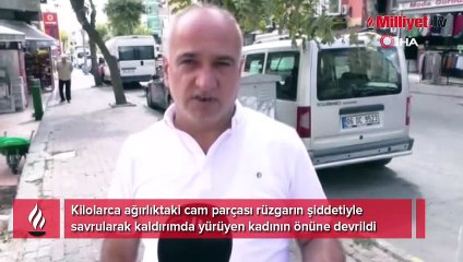 Kilolarca ağırlıktaki cam üzerine devriliyordu