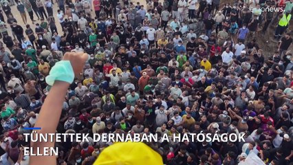 Tüntettek az árvíz sújtotta Dernában a hatóságok ellen