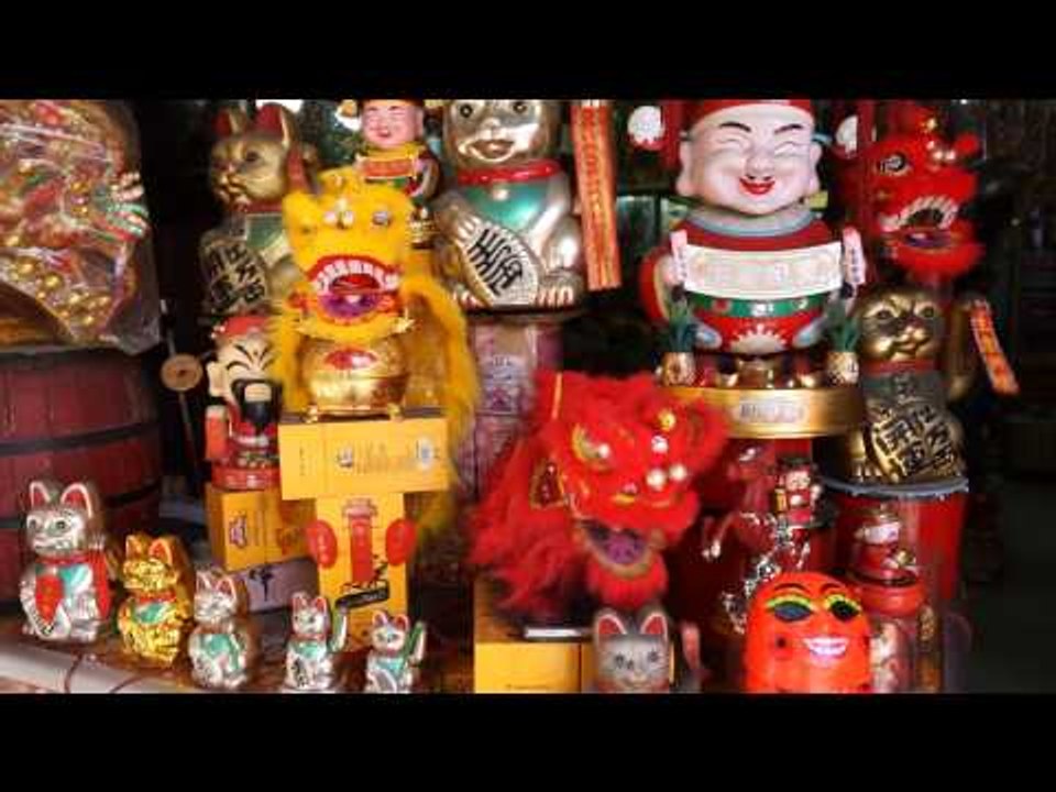 TET Decorations And Temple Neon Lights Ho Chi Minh City / Saigon